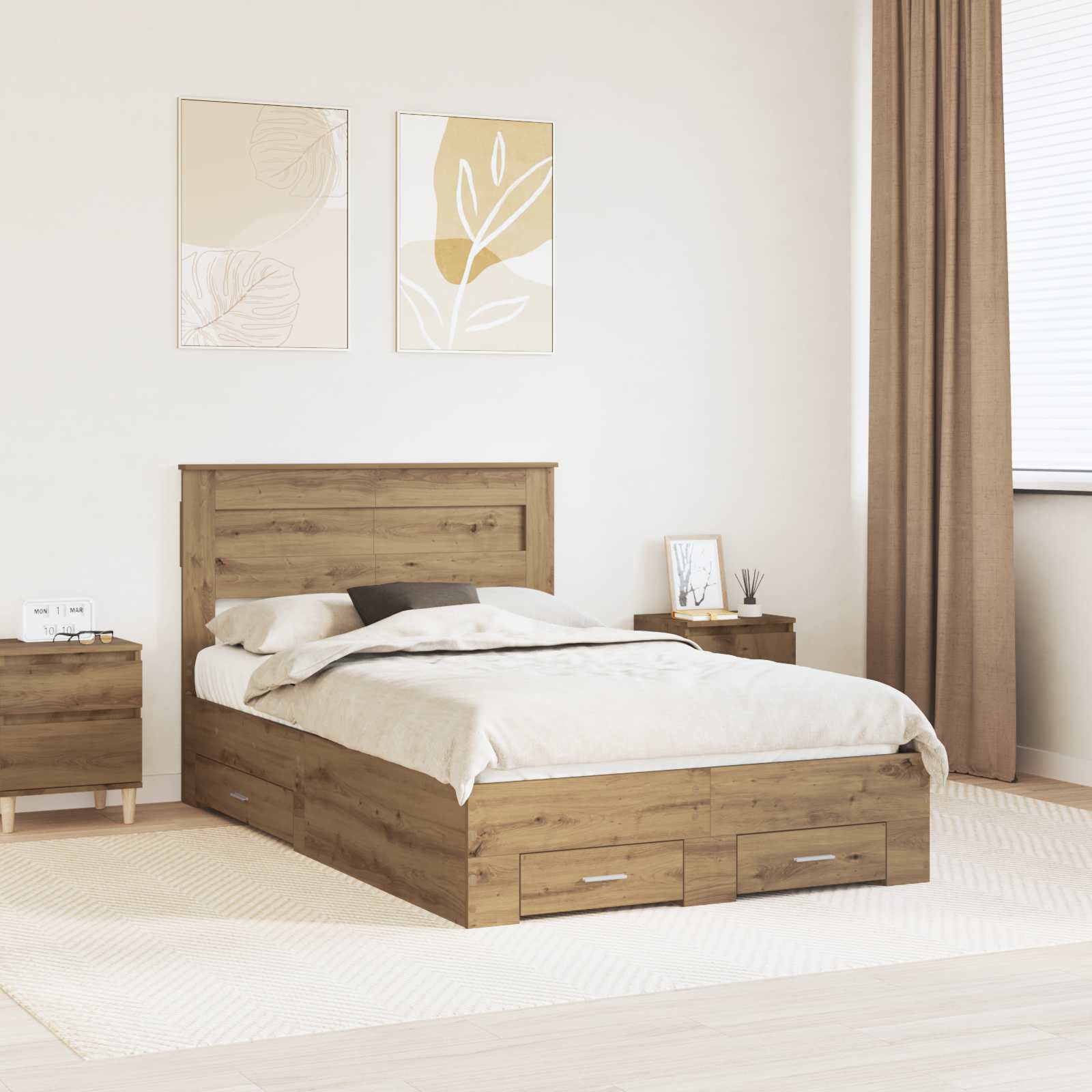 Σκελετός Κρεβατιού Artisan Oak 120 x 190 cm Επεξεργασμένο ξύλο - Pakobazaar