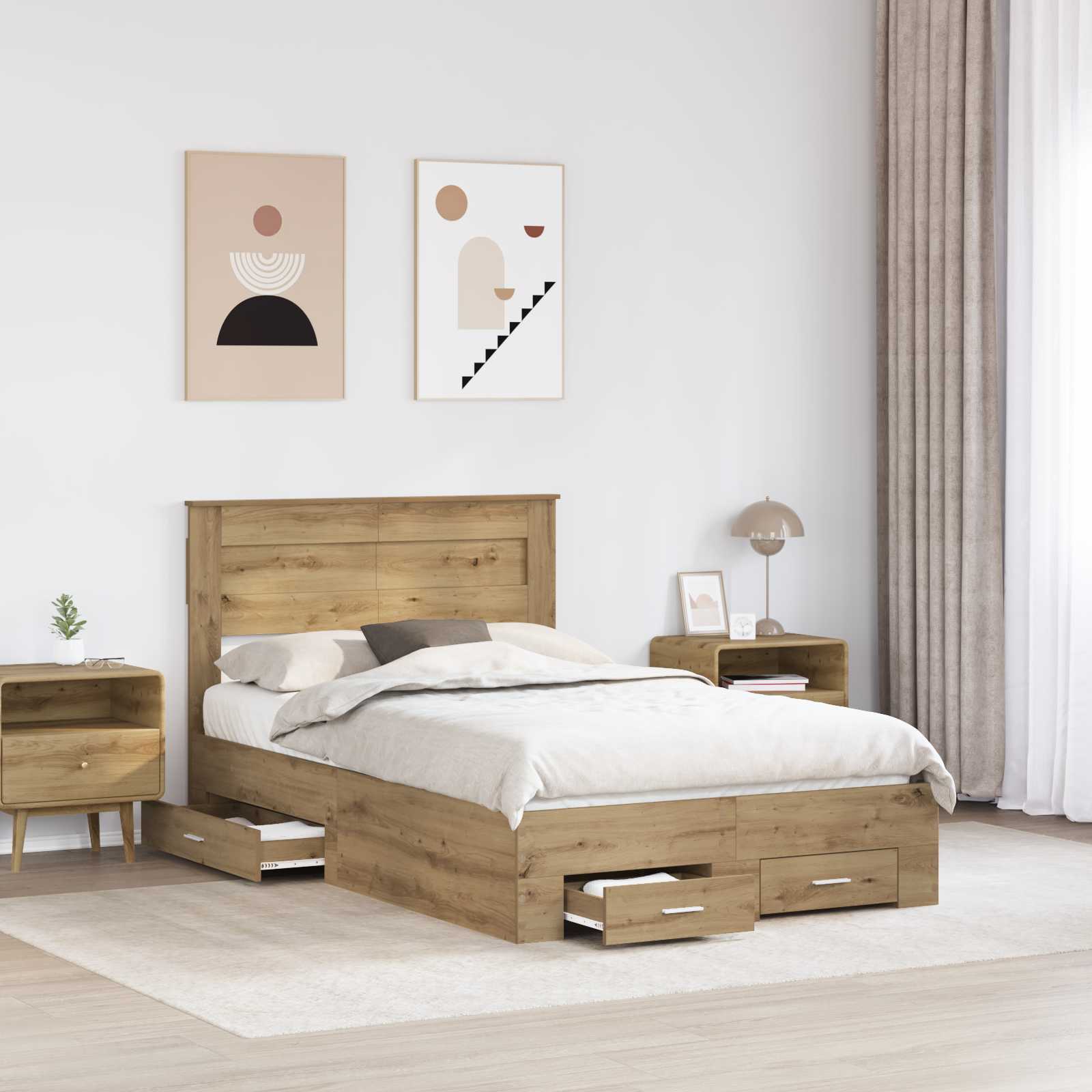 Σκελετός Κρεβατιού Artisan Oak 120 x 190 cm Επεξεργασμένο ξύλο - Pakobazaar