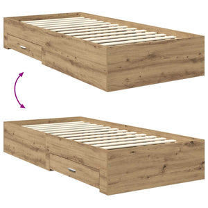 Σκελετός Κρεβατιού Artisan Oak 90 x 190 cm Επεξεργασμένο Ξύλο - Pakobazaar