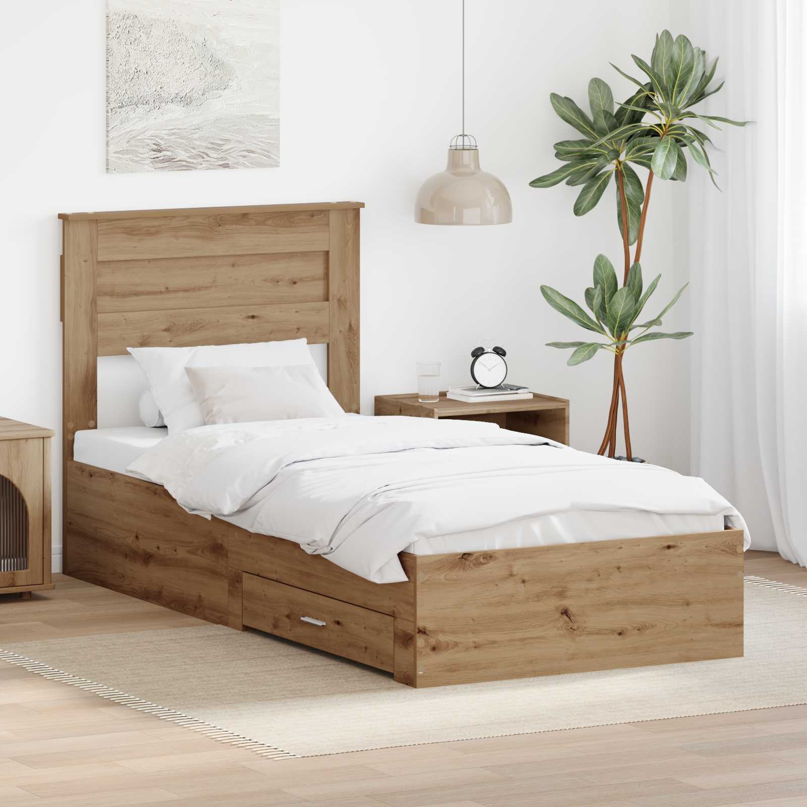 Σκελετός Κρεβατιού Artisan Oak 90 x 200 cm Επεξεργασμένο ξύλο