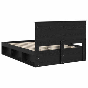 Σκελετός Κρεβατιού Μαύρο 140 x 190 cm Στερεά ξυλεία πεύκου