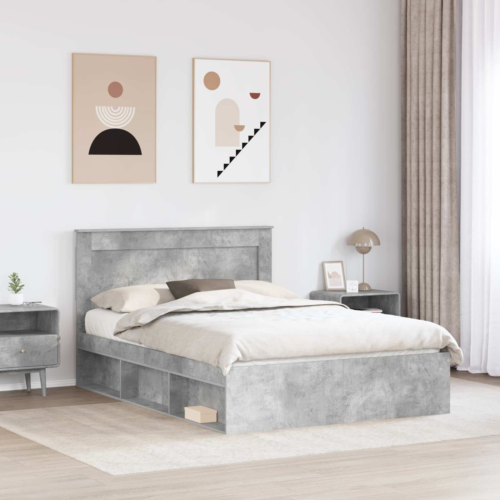 Σκελετός Κρεβατιού Σκυρόδεμα 140 x 190 cm Στερεά ξυλεία πεύκου - Pakobazaar