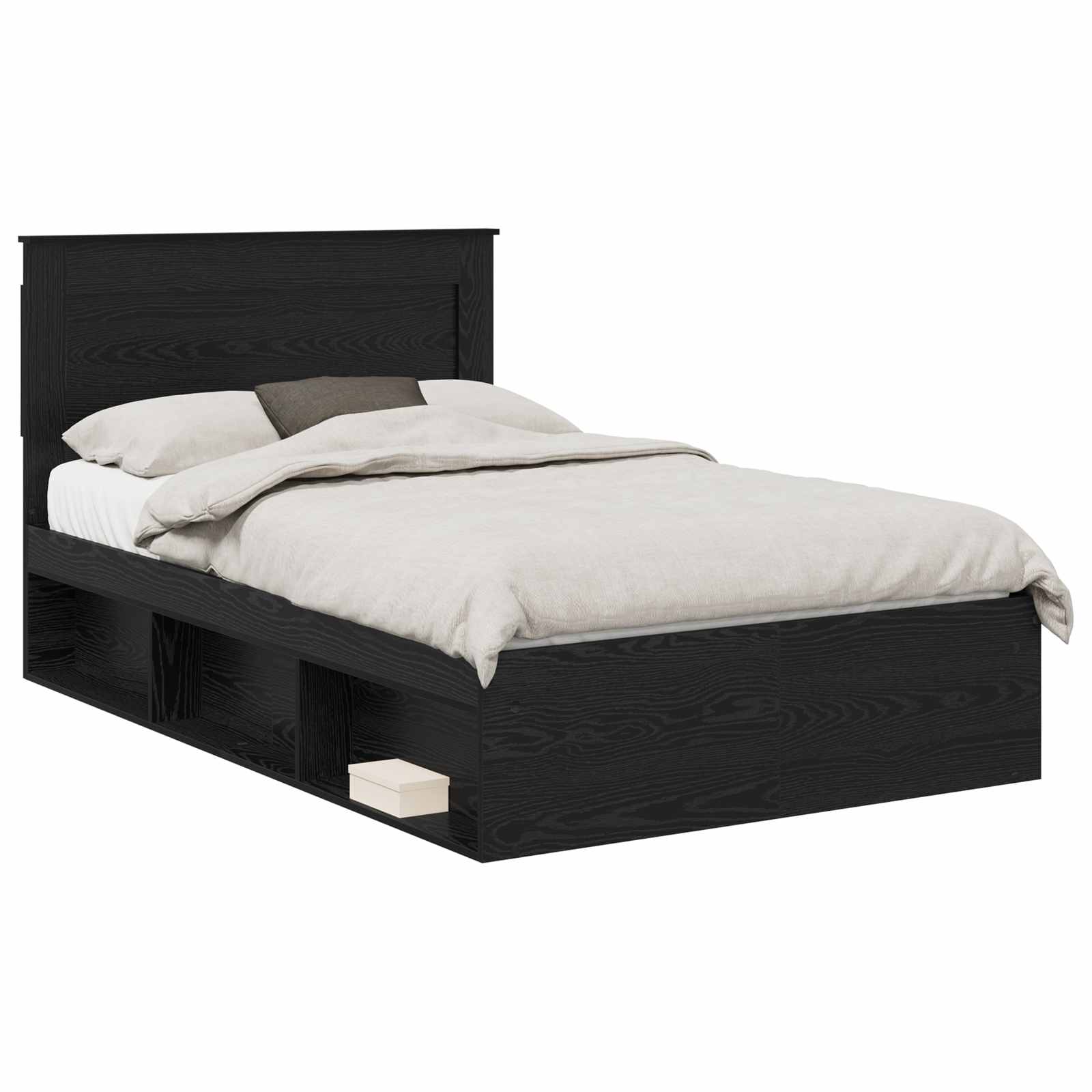 Σκελετός Κρεβατιού Μαύρο 135 x 190 cm Στερεά ξυλεία πεύκου