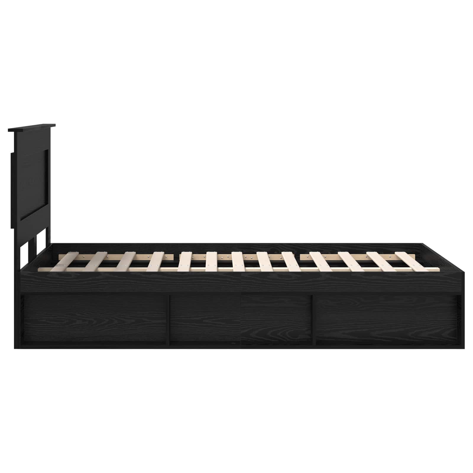 Σκελετός Κρεβατιού Μαύρο 135 x 190 cm Στερεά ξυλεία πεύκου