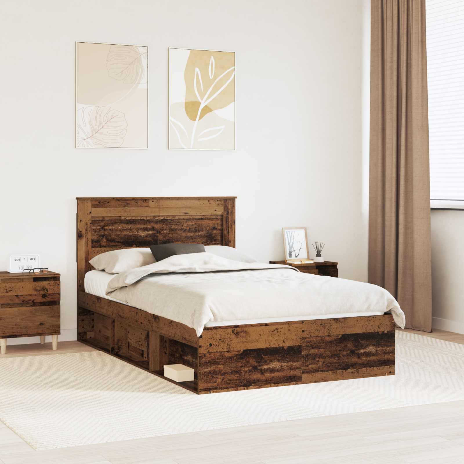 Σκελετός Κρεβατιού Παλιό ξύλο 120 x 190 cm Στερεά ξυλεία πεύκου