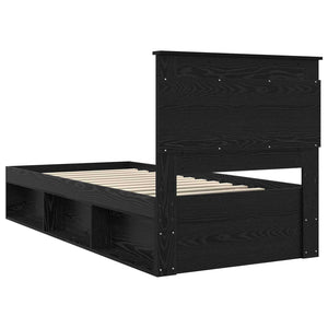 Σκελετός Κρεβατιού Μαύρο 90 x 190 cm Στερεά ξυλεία πεύκου