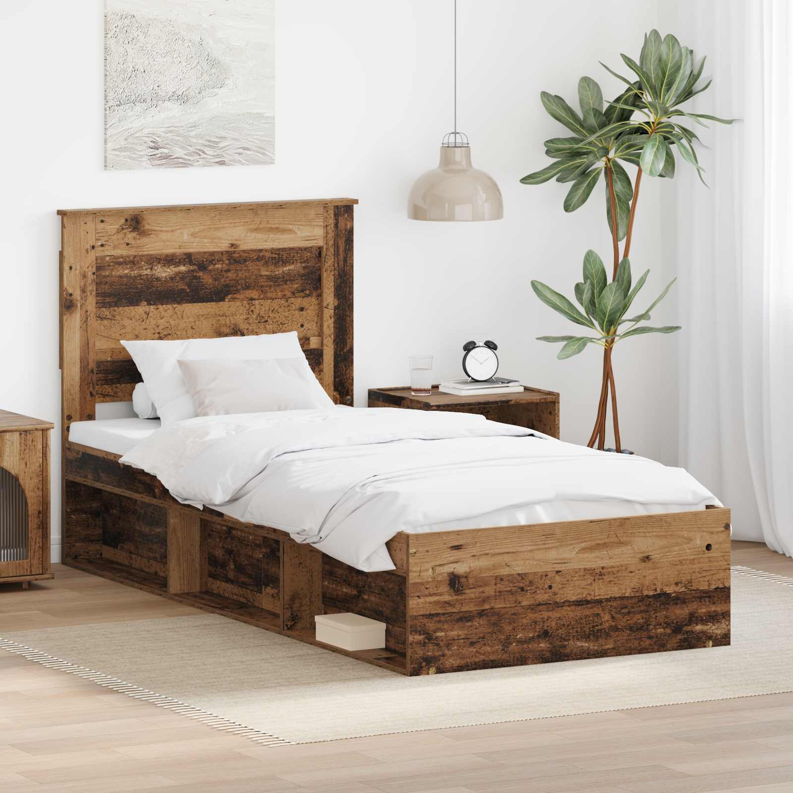 Σκελετός Κρεβατιού Παλιό ξύλο 75 x 190 cm Στερεά ξυλεία πεύκου
