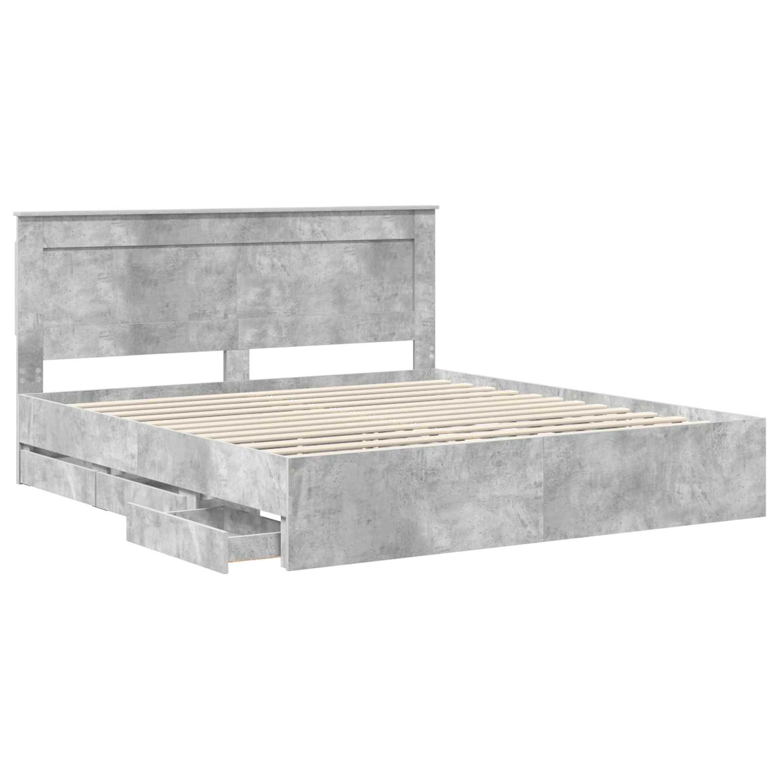 Σκελετός Κρεβατιού Σκυρόδεμα Γκρι 200 x 200 cm Μηχανήματος Ξύλο