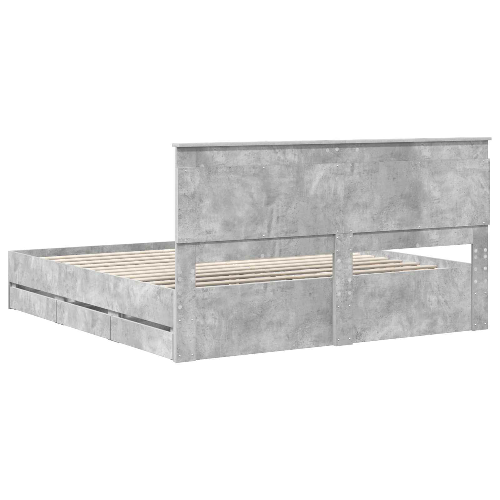 Σκελετός Κρεβατιού Σκυρόδεμα Γκρι 200 x 200 cm Μηχανήματος Ξύλο
