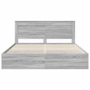 Σκελετός Κρεβατιού Γκρίζο Σονομα 200 x 200 cm Μηχανήματος Ξύλο