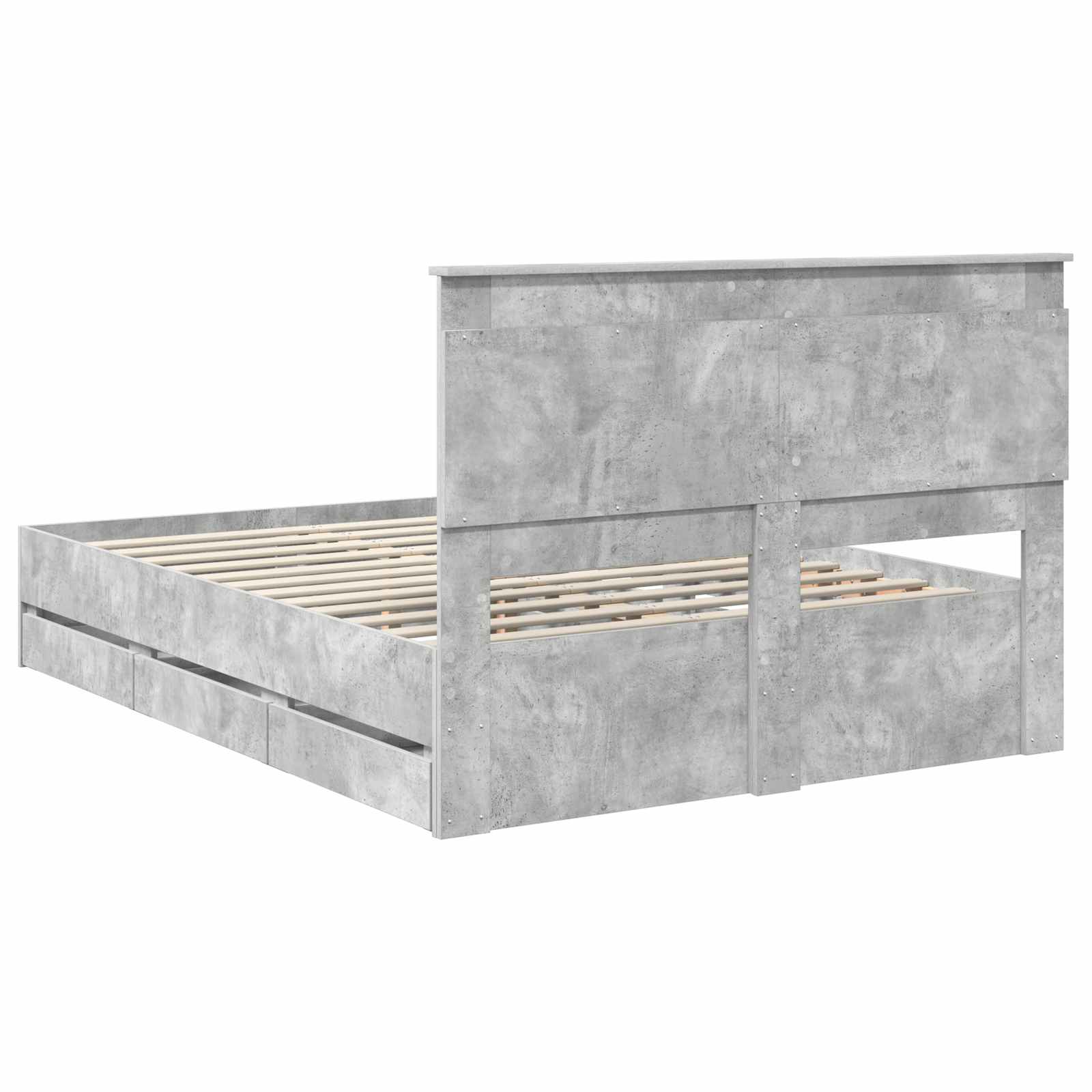 Σκελετός Κρεβατιού Σκυρόδεμα Γκρι 140 x 190 cm Μηχανήματος Ξύλο