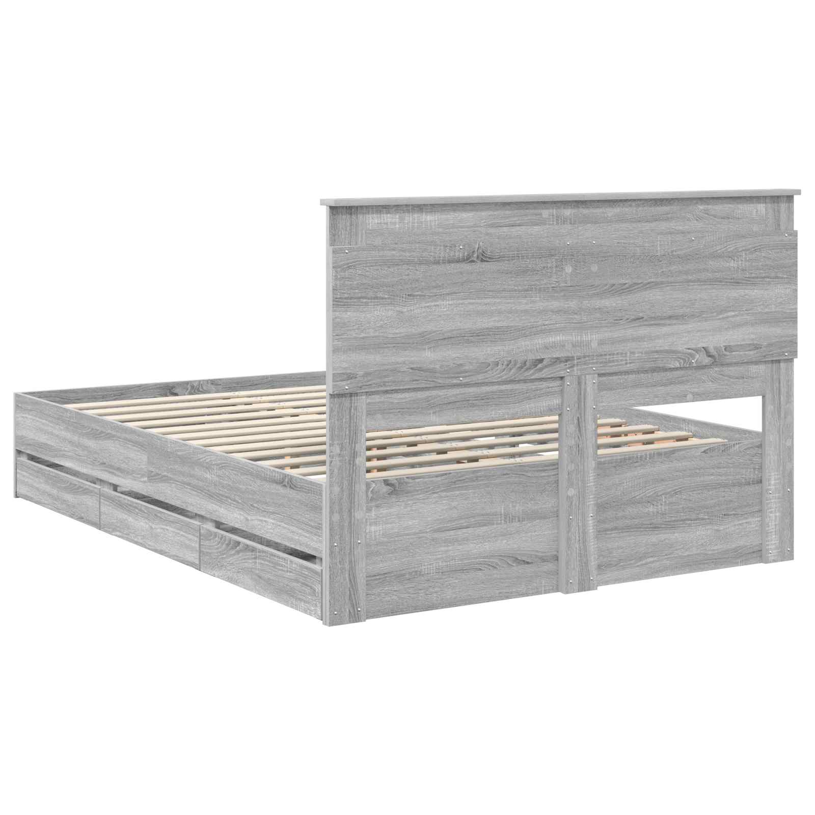 Σκελετός Κρεβατιού Γκρίζο Σονομα 140 x 190 cm Μηχανήματος Ξύλο