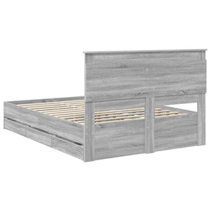 Σκελετός Κρεβατιού Γκρίζο Σονομα 140 x 200 cm Μηχανήματος Ξύλο