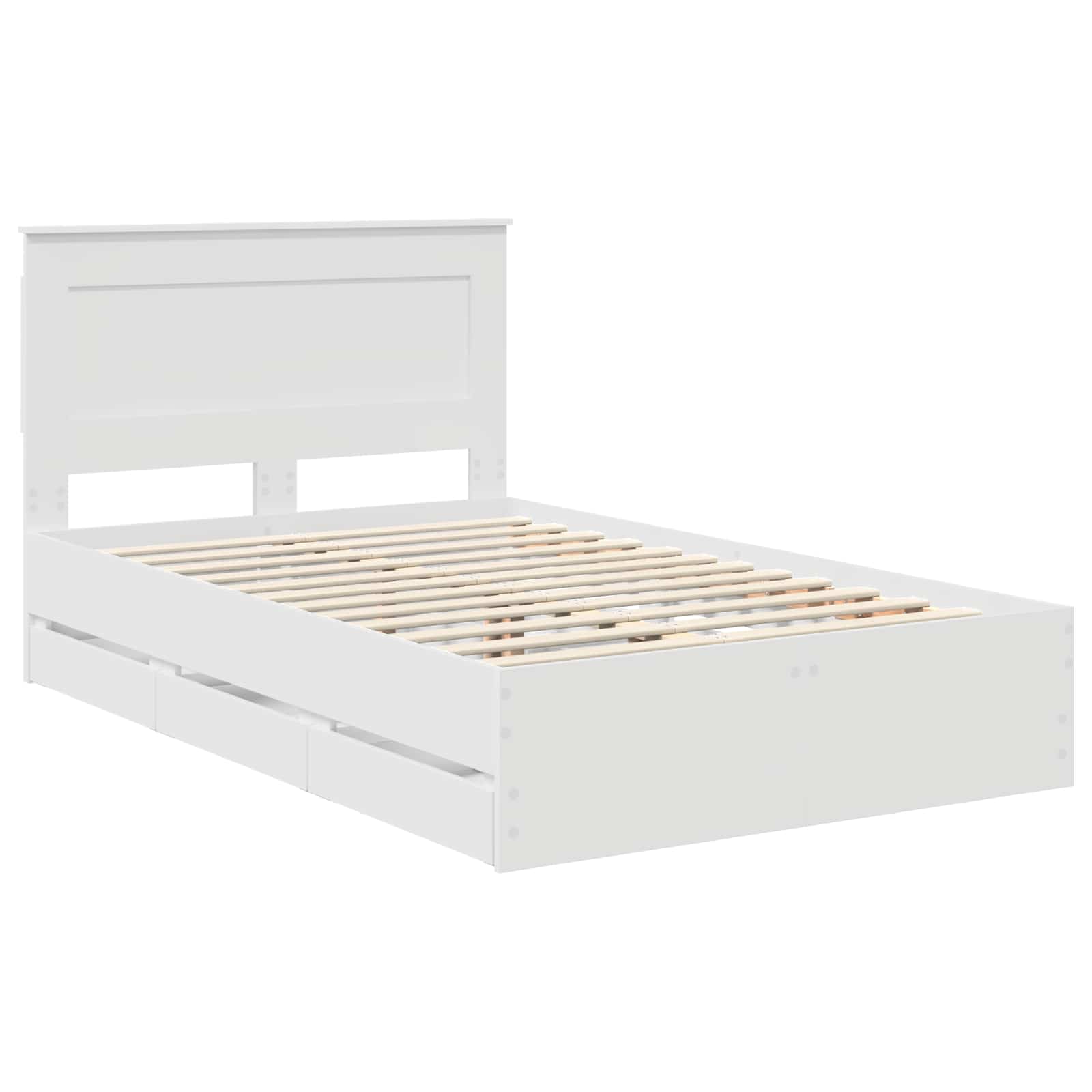 Σκελετός Κρεβατιού Λευκό 135 x 190 cm Μηχανήματος Ξύλο