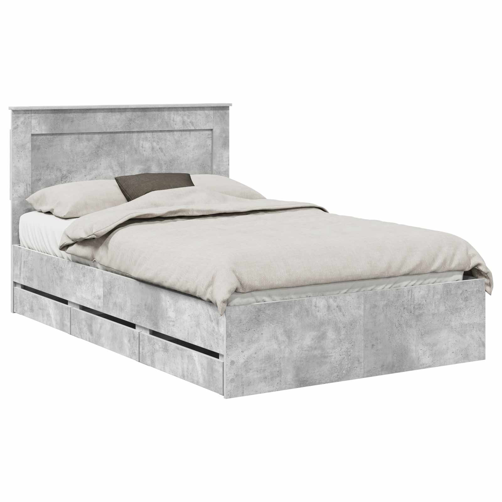 Σκελετός Κρεβατιού Σκυρόδεμα Γκρι 135 x 190 cm Μηχανήματος Ξύλο