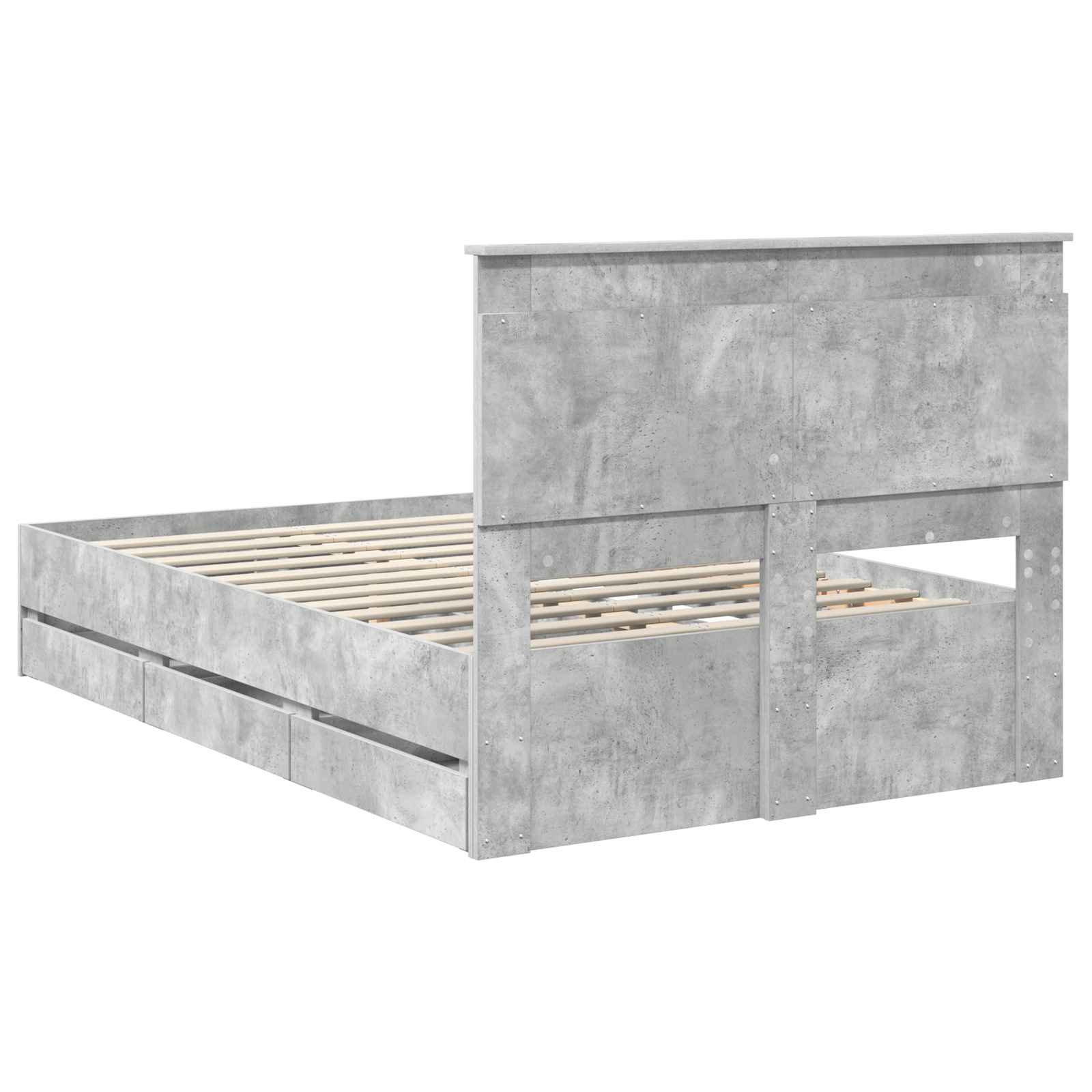 Σκελετός Κρεβατιού Σκυρόδεμα Γκρι 135 x 190 cm Μηχανήματος Ξύλο