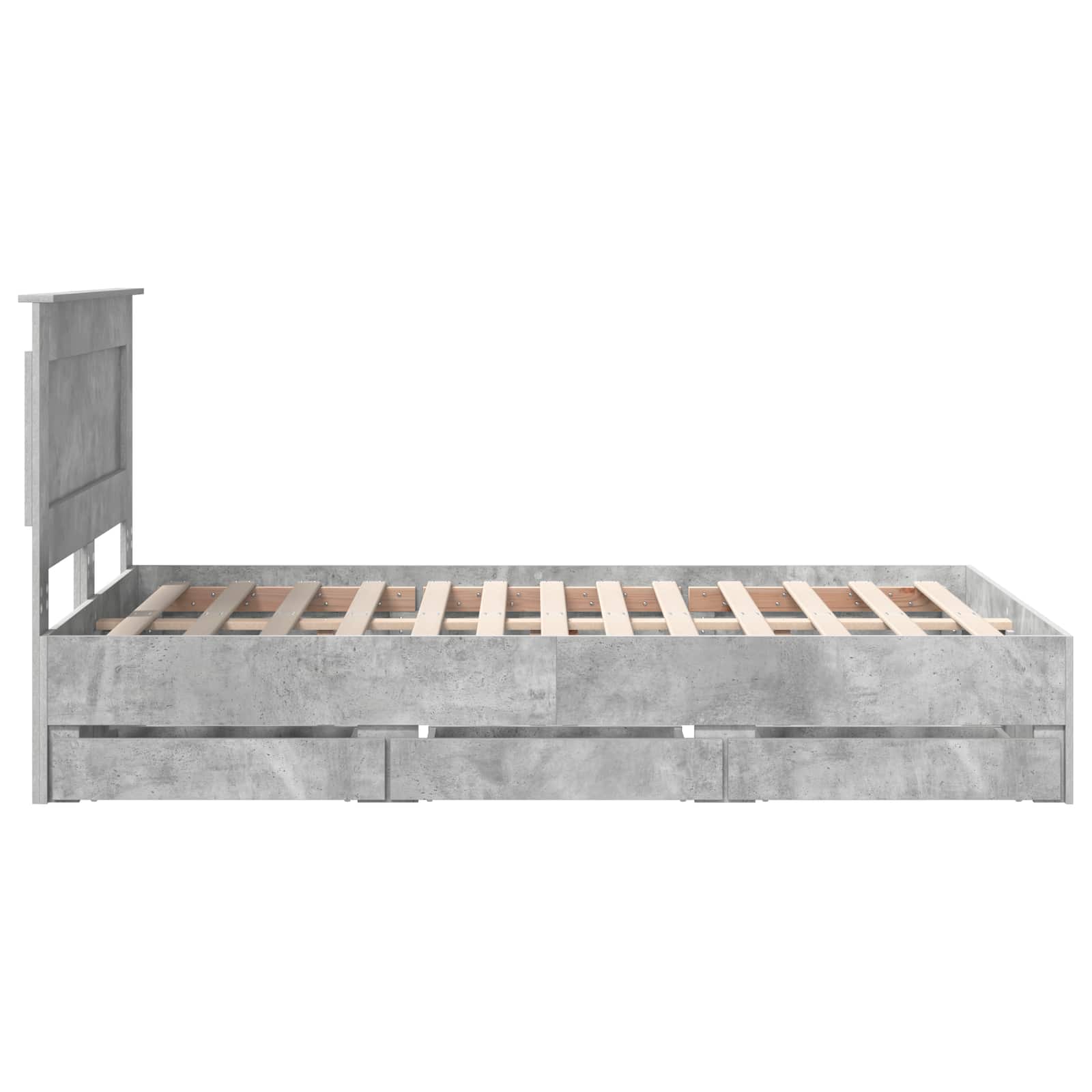 Σκελετός Κρεβατιού Σκυρόδεμα Γκρι 135 x 190 cm Μηχανήματος Ξύλο