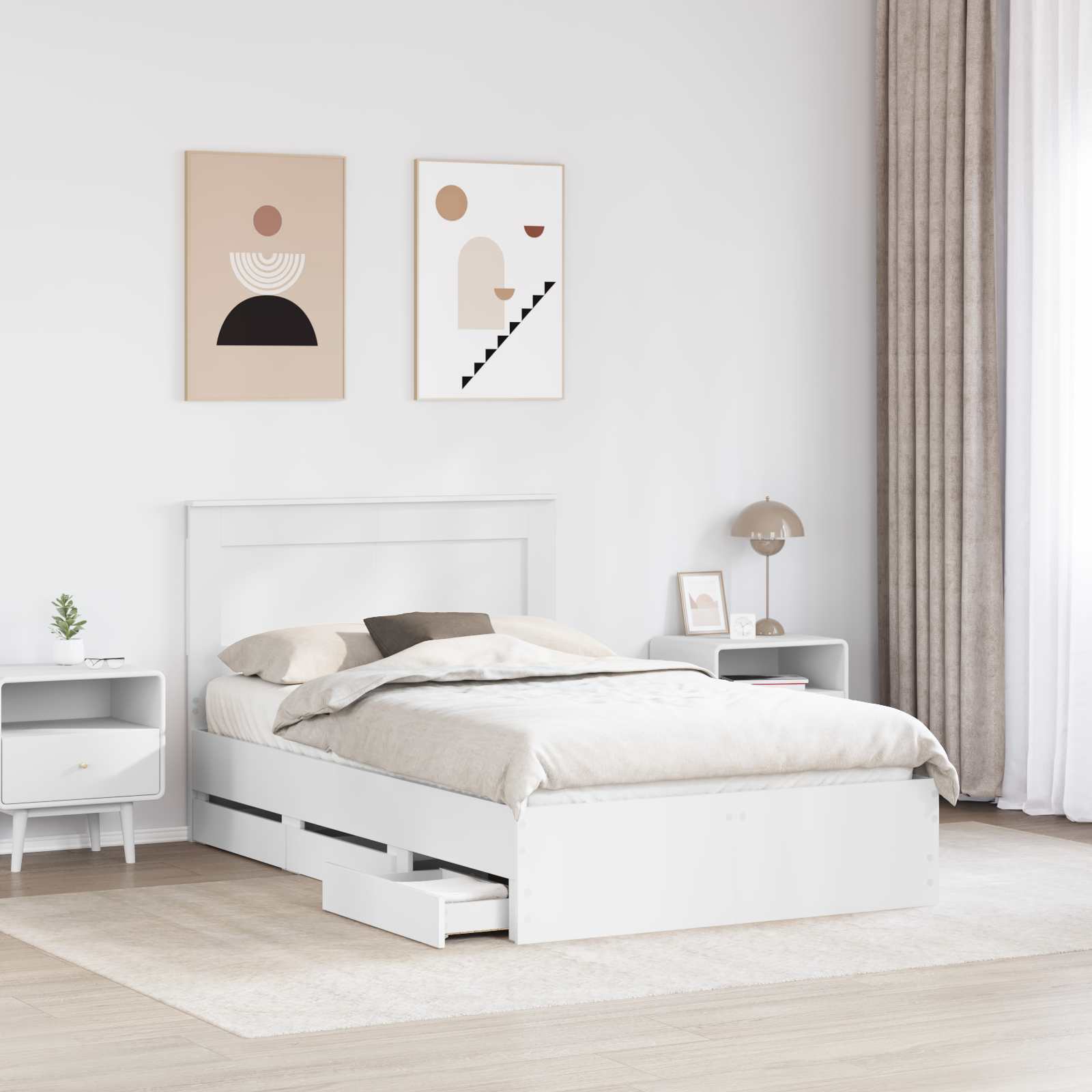 Σκελετός Κρεβατιού Λευκό 120 x 190 cm Μηχανήματος Ξύλο - Pakobazaar