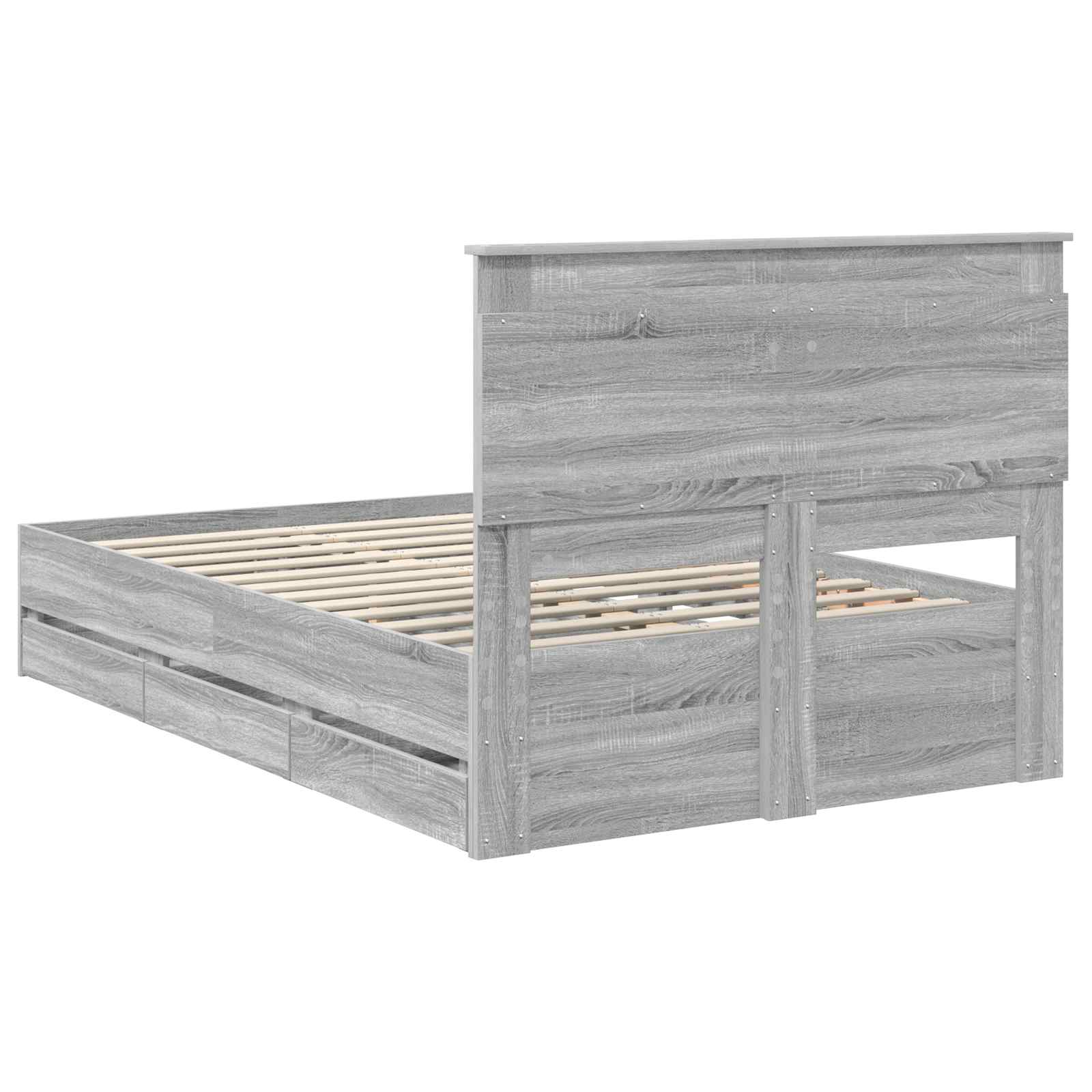 Σκελετός Κρεβατιού Γκρίζο Σονομα 120 x 190 cm Μηχανήματος Ξύλο