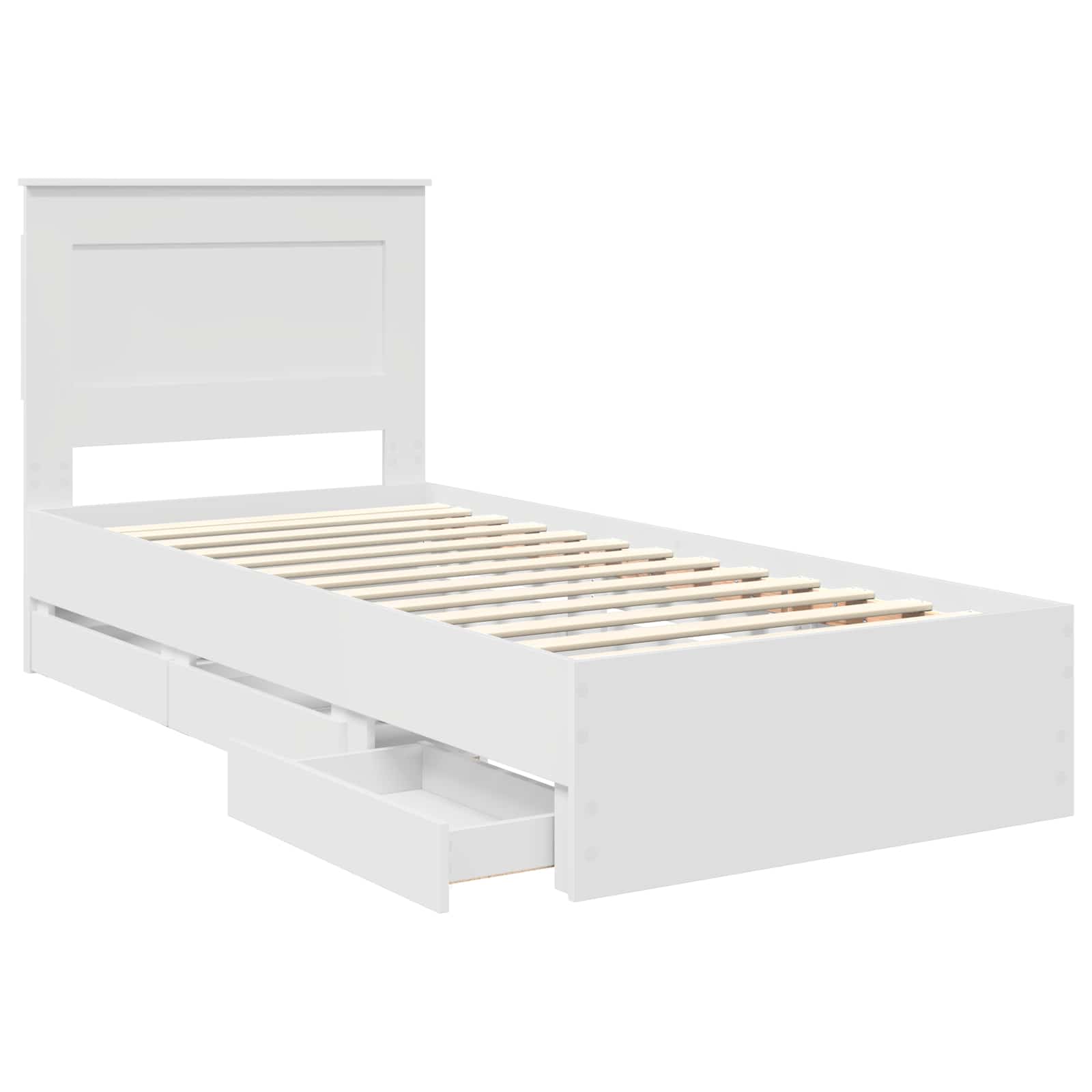 Σκελετός Κρεβατιού Λευκό 100 x 200 cm Μηχανήματος Ξύλο - Pakobazaar