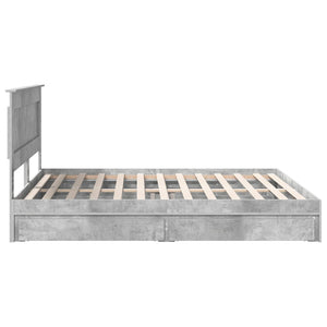 Κρεβάτι Αποθήκης Σκυρόδεμα Γκρι 200 x 200 cm Επεξεργασμένο Ξύλο