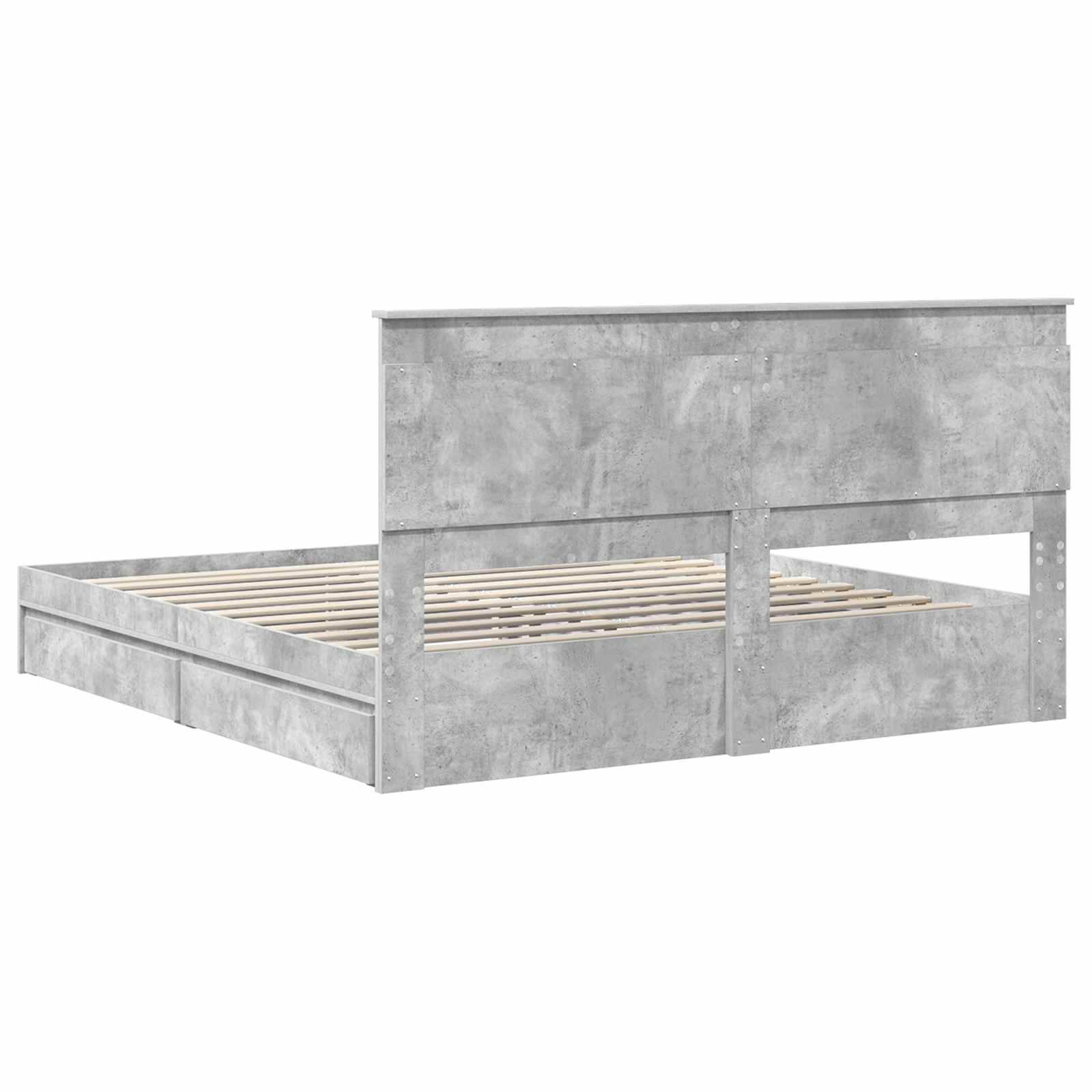 Κρεβάτι Αποθήκης Σκυρόδεμα Γκρι 180 x 200 cm Επεξεργασμένο ξύλο