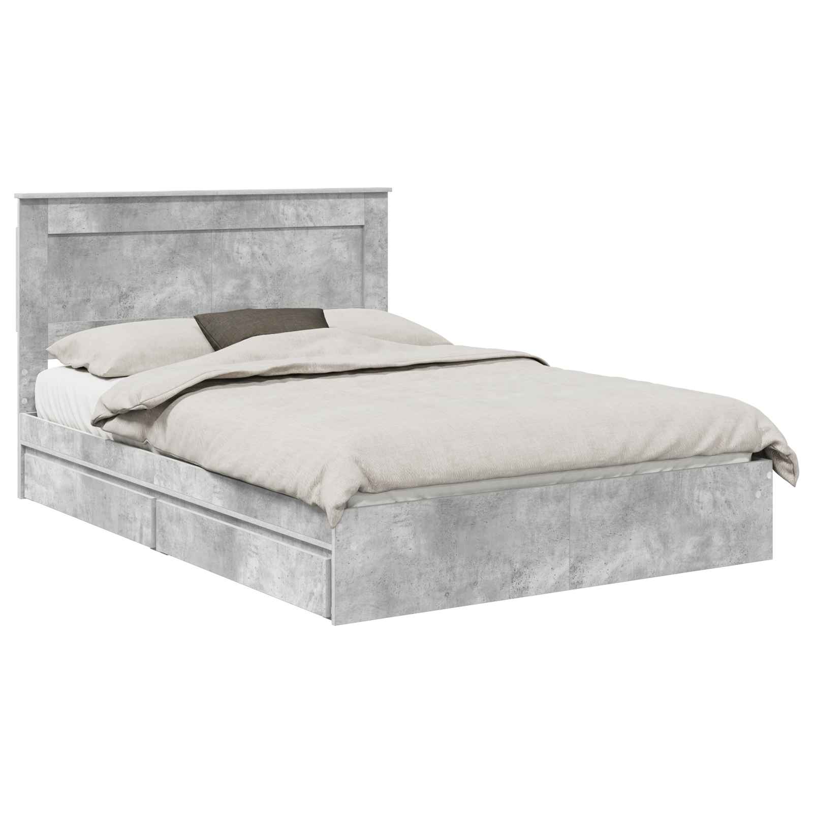 Κρεβάτι Αποθήκης Σκυρόδεμα Γκρι 160 x 200 cm Επεξεργασμένο Ξύλο - Pakobazaar