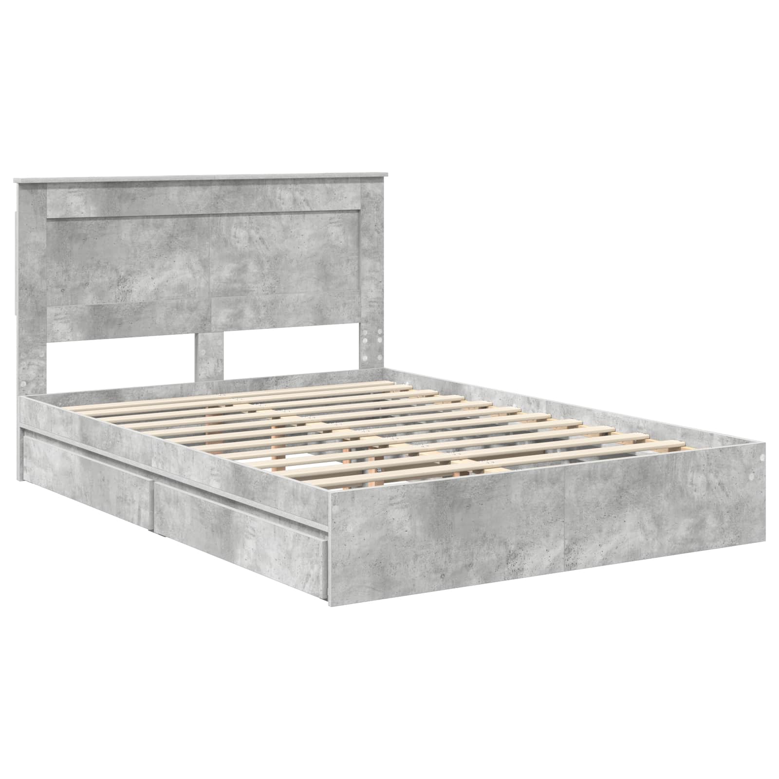 Κρεβάτι Αποθήκης Σκυρόδεμα Γκρι 160 x 200 cm Επεξεργασμένο Ξύλο - Pakobazaar