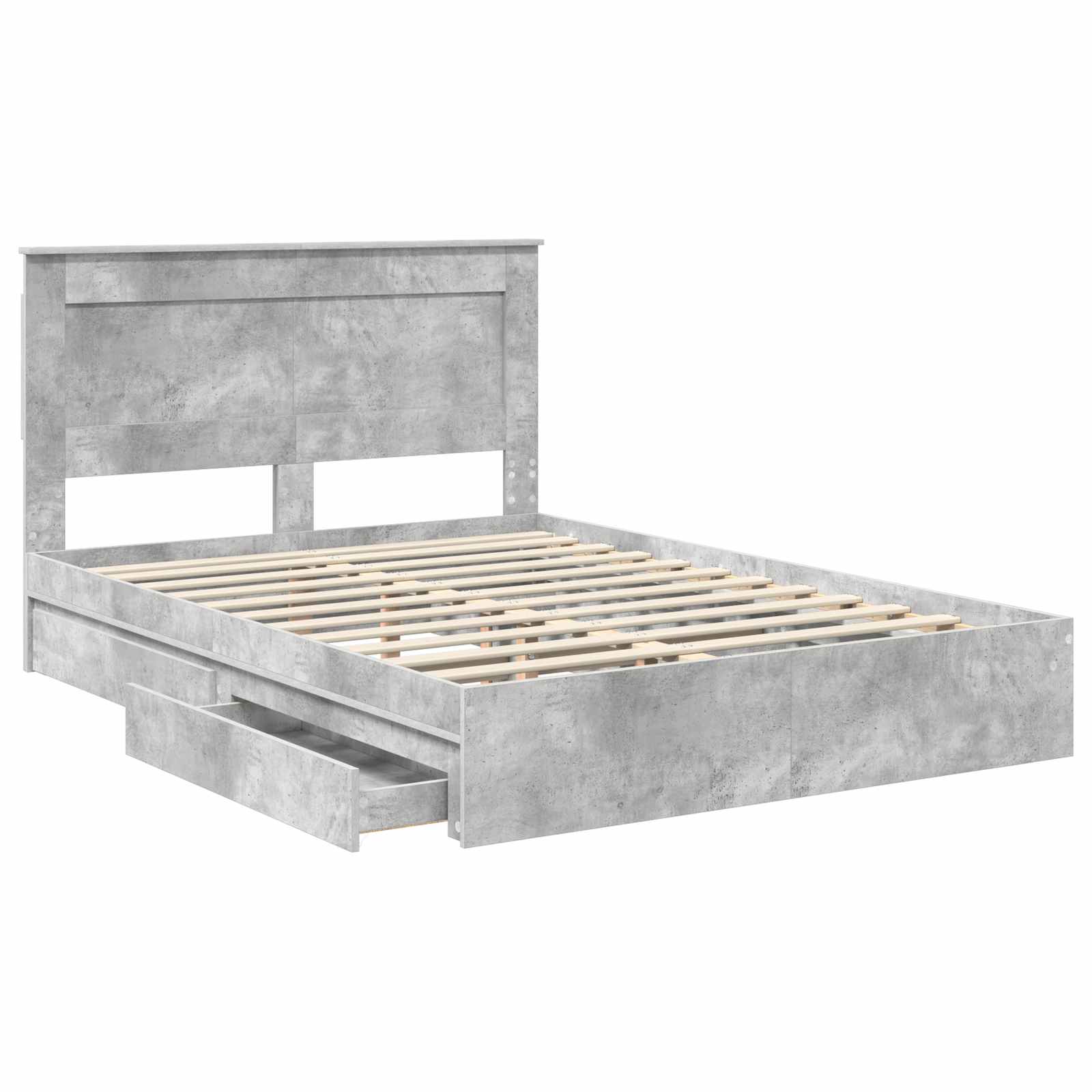 Κρεβάτι Αποθήκης Σκυρόδεμα Γκρι 160 x 200 cm Επεξεργασμένο Ξύλο - Pakobazaar