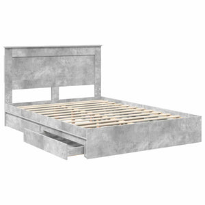 Κρεβάτι Αποθήκης Σκυρόδεμα Γκρι 160 x 200 cm Επεξεργασμένο Ξύλο - Pakobazaar