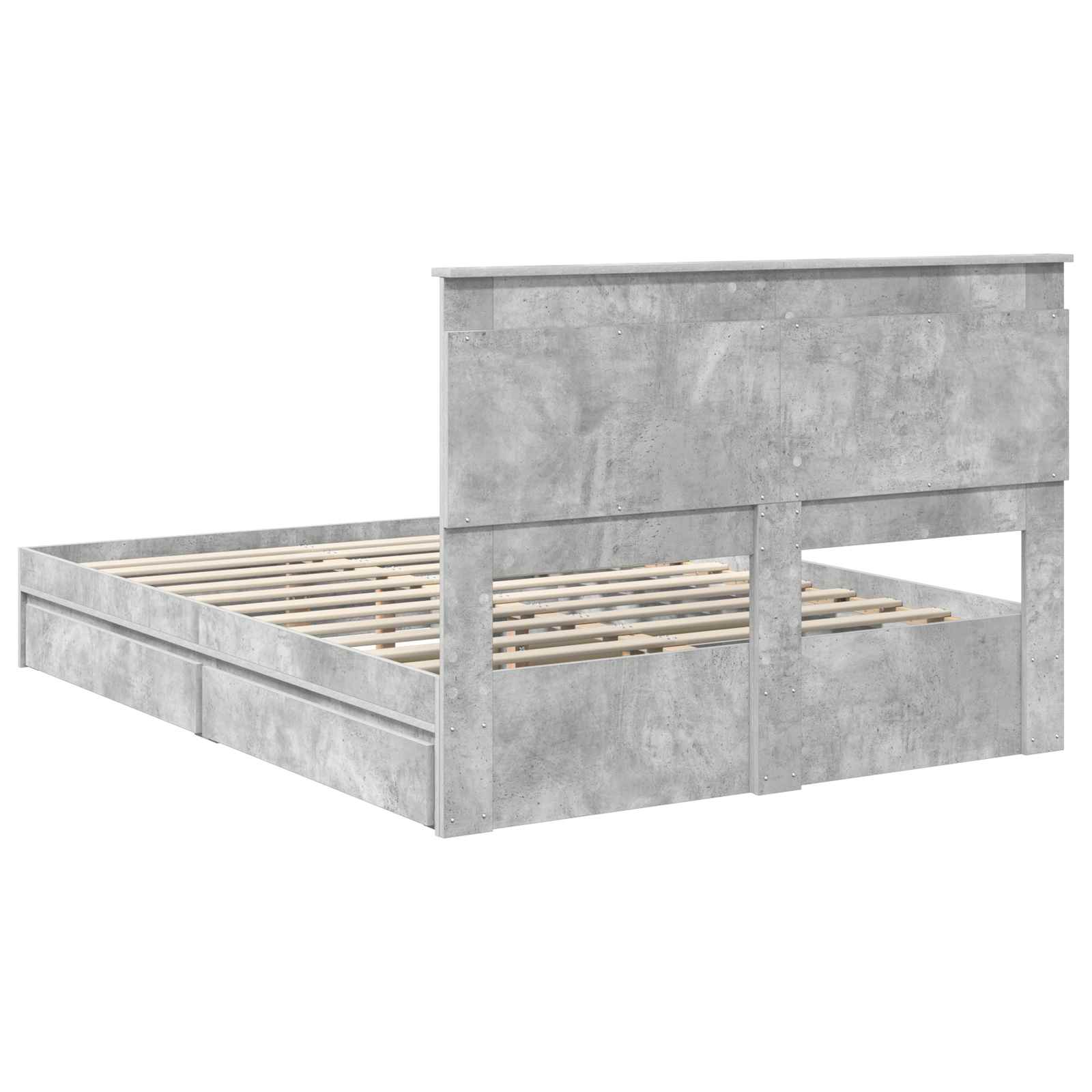 Κρεβάτι Αποθήκης Σκυρόδεμα Γκρι 160 x 200 cm Επεξεργασμένο Ξύλο