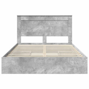 Κρεβάτι Αποθήκης Σκυρόδεμα Γκρι 160 x 200 cm Επεξεργασμένο Ξύλο