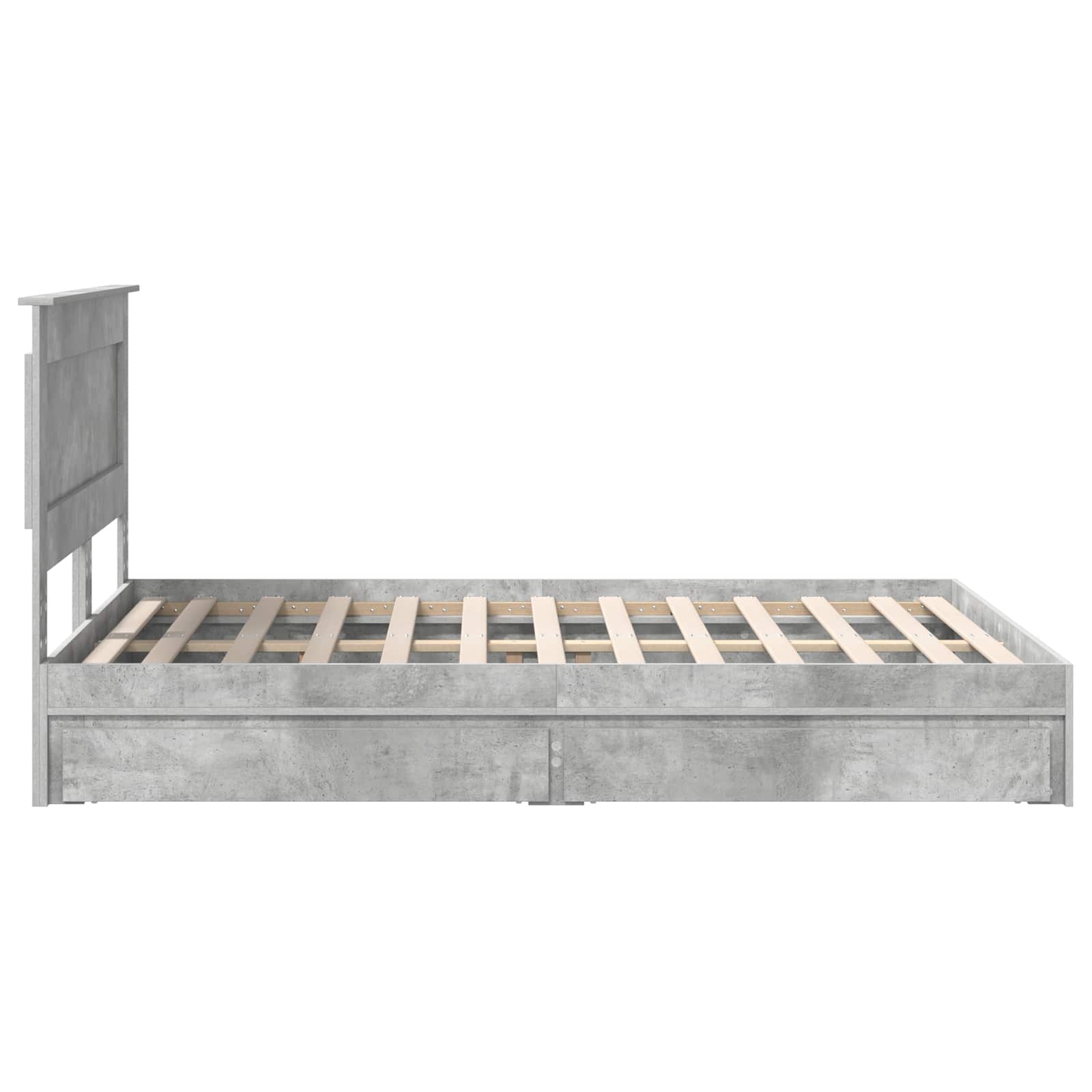 Κρεβάτι Αποθήκης Σκυρόδεμα Γκρι 160 x 200 cm Επεξεργασμένο Ξύλο