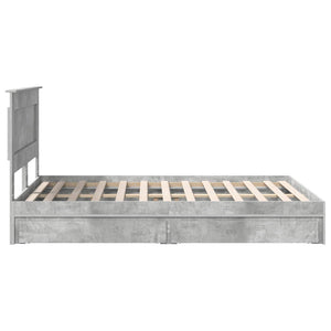 Κρεβάτι Αποθήκης Σκυρόδεμα Γκρι 160 x 200 cm Επεξεργασμένο Ξύλο