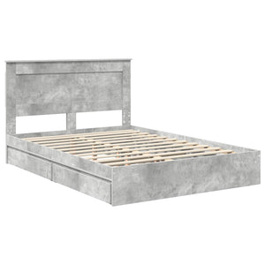 Κρεβάτι Αποθήκης Σκυρόδεμα Γκρι 150 x 200 cm Επεξεργασμένο Ξύλο