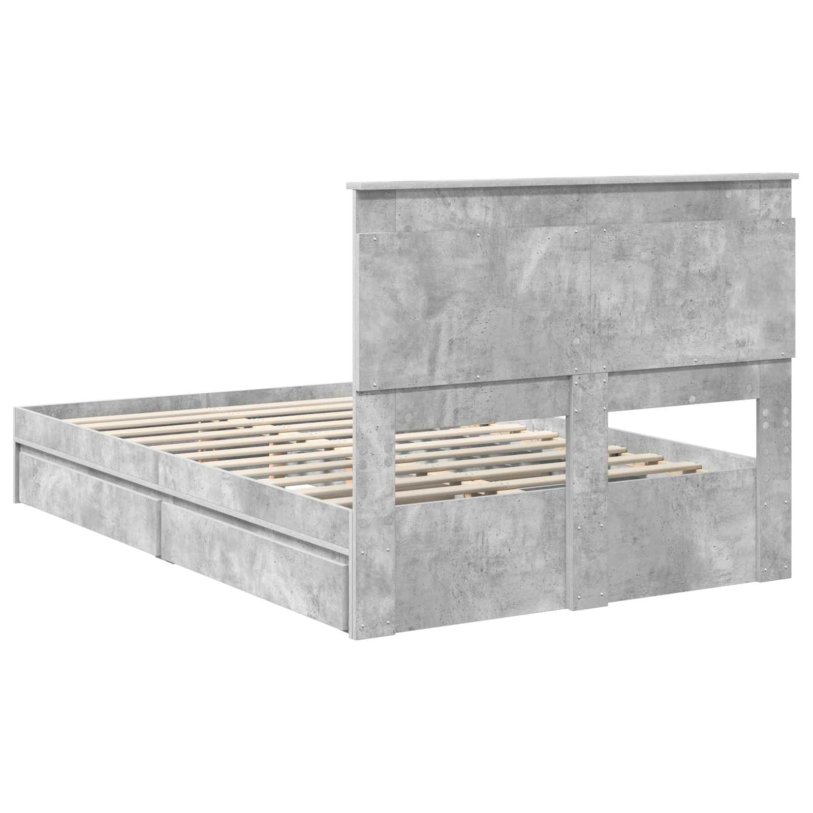 Κρεβάτι Αποθήκης Σκυρόδεμα Γκρι 135 x 190 cm Επεξεργασμένο ξύλο