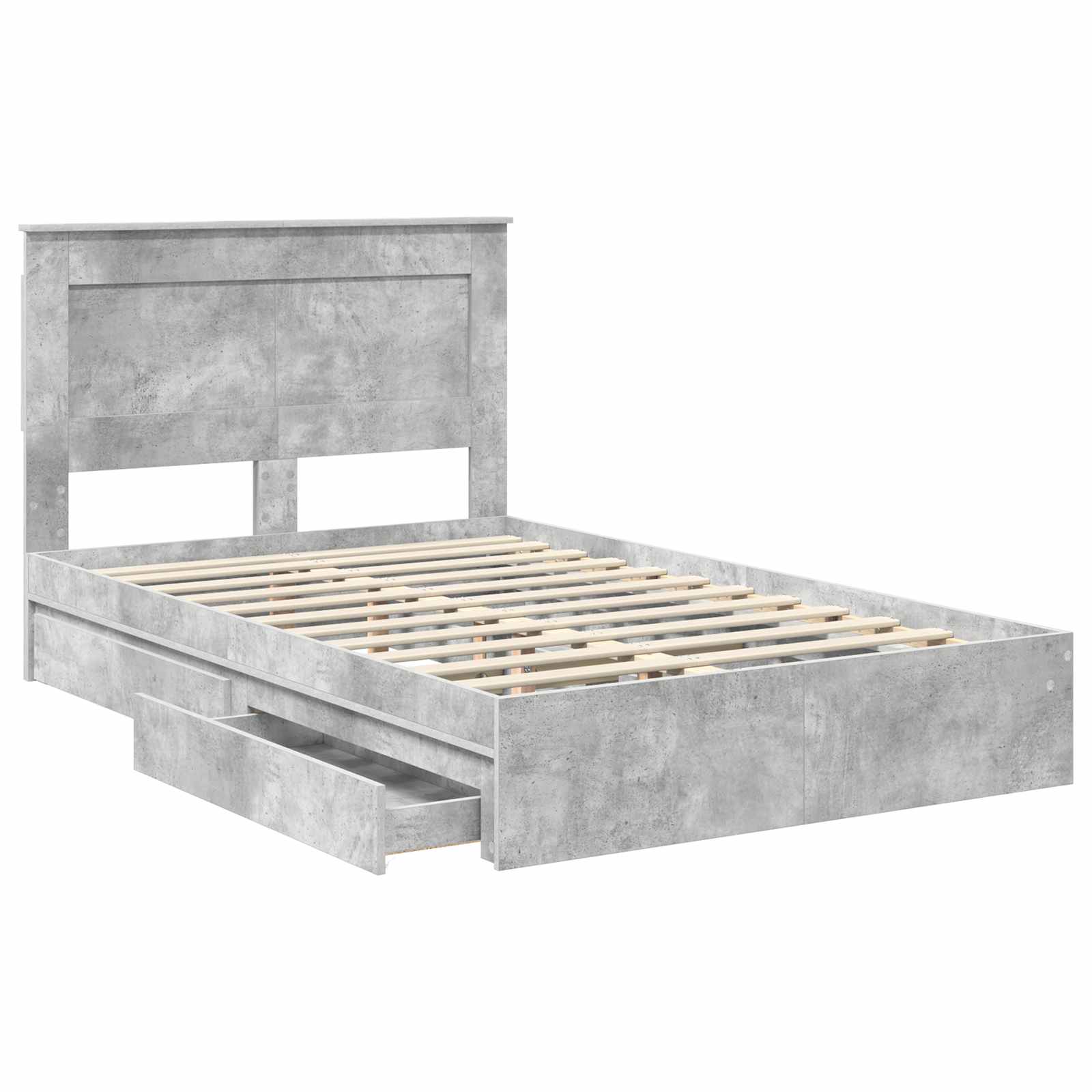 Κρεβάτι Αποθήκης Σκυρόδεμα Γκρι 120 x 190 cm Επεξεργασμένο Ξύλο