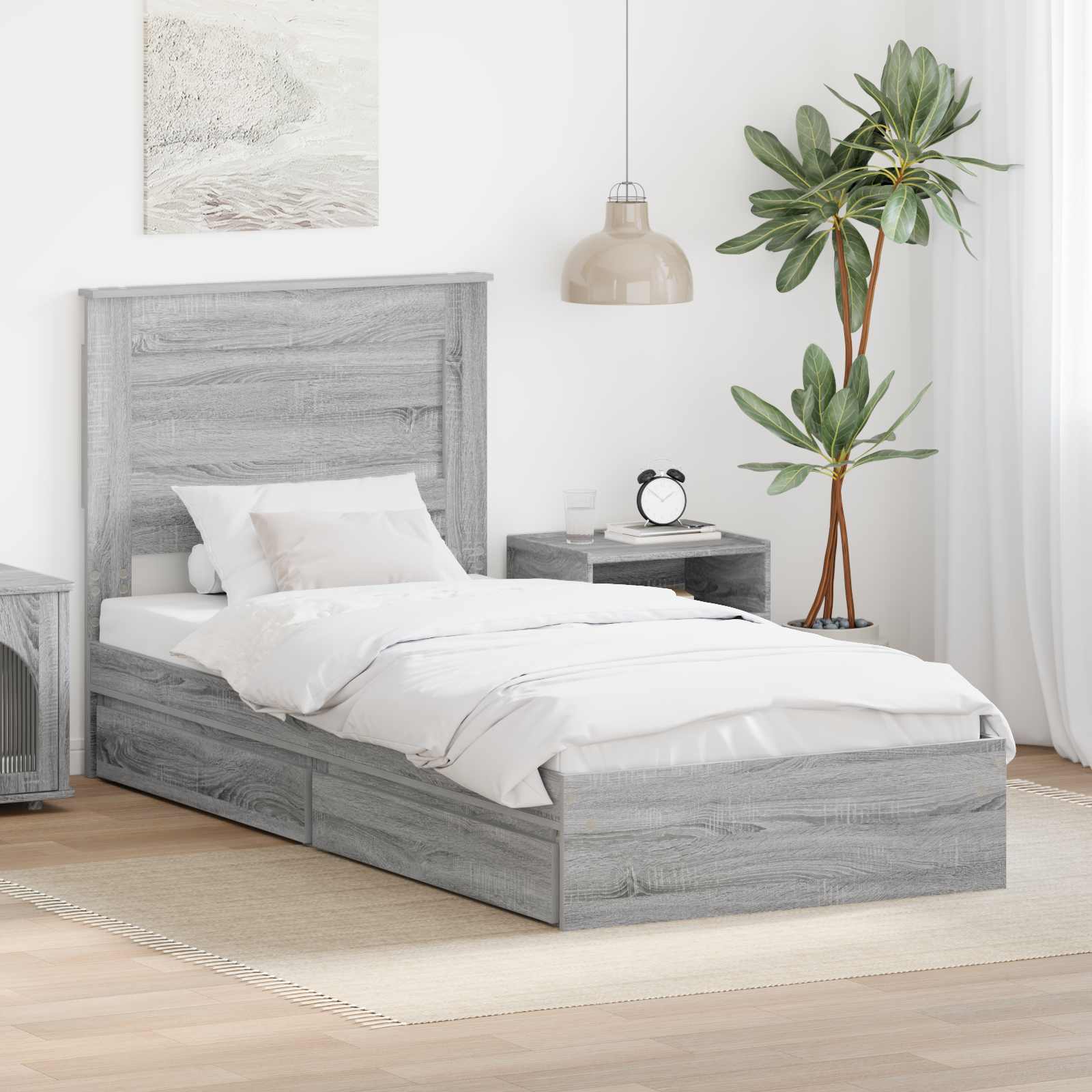 Κρεβάτι Αποθήκης Γκρίζο Σονομα 75 x 190 cm Επεξεργασμένο ξύλο