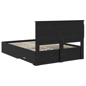 Σκελετός Κρεβατιού Μαύρη Οξυά 140 x 190 cm Επεξεργασμένο Ξύλο