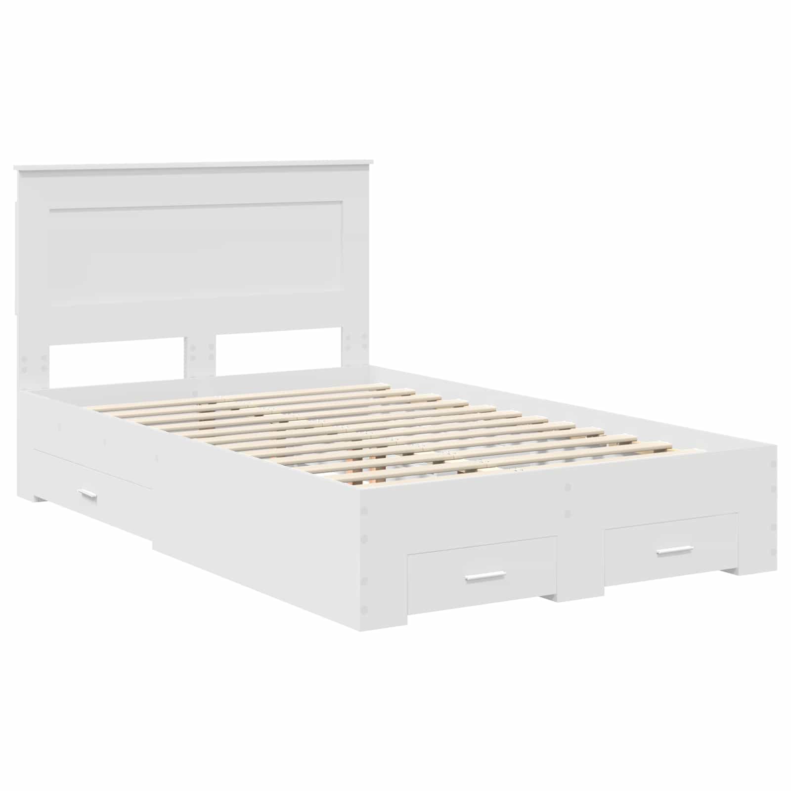 Σκελετός Κρεβατιού Λευκό 135 x 190 cm Επεξεργασμένο Ξύλο - Pakobazaar