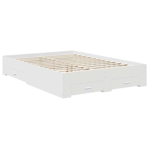Σκελετός Κρεβατιού Λευκό 135 x 190 cm Επεξεργασμένο Ξύλο - Pakobazaar