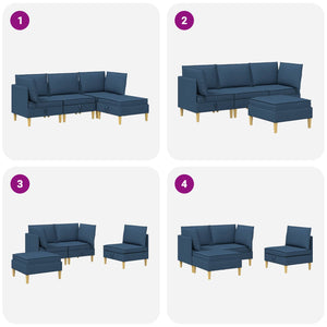 Σετ Επίπλων Σαλονιού με μαξιλάρι 4 pcs Μπλε Ύφασμα - Pakobazaar