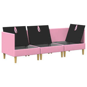 Σετ Επίπλων Σαλονιού με μαξιλάρι με αποθήκευση 3 pcs Ροζ Ύφασμα - Pakobazaar