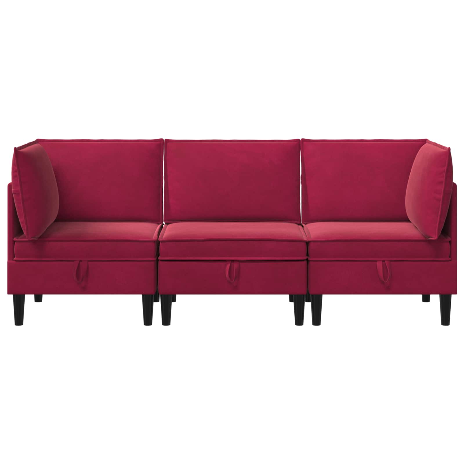 Σετ Επίπλων Σαλονιού με μαξιλάρι 3 pcs Κόκκινο Βελούδο - Pakobazaar
