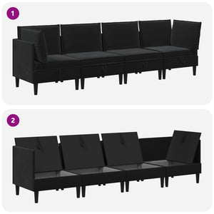 Σετ Επίπλων Σαλονιού με μαξιλάρι 4 pcs Μαύρο Βελούδο - Pakobazaar