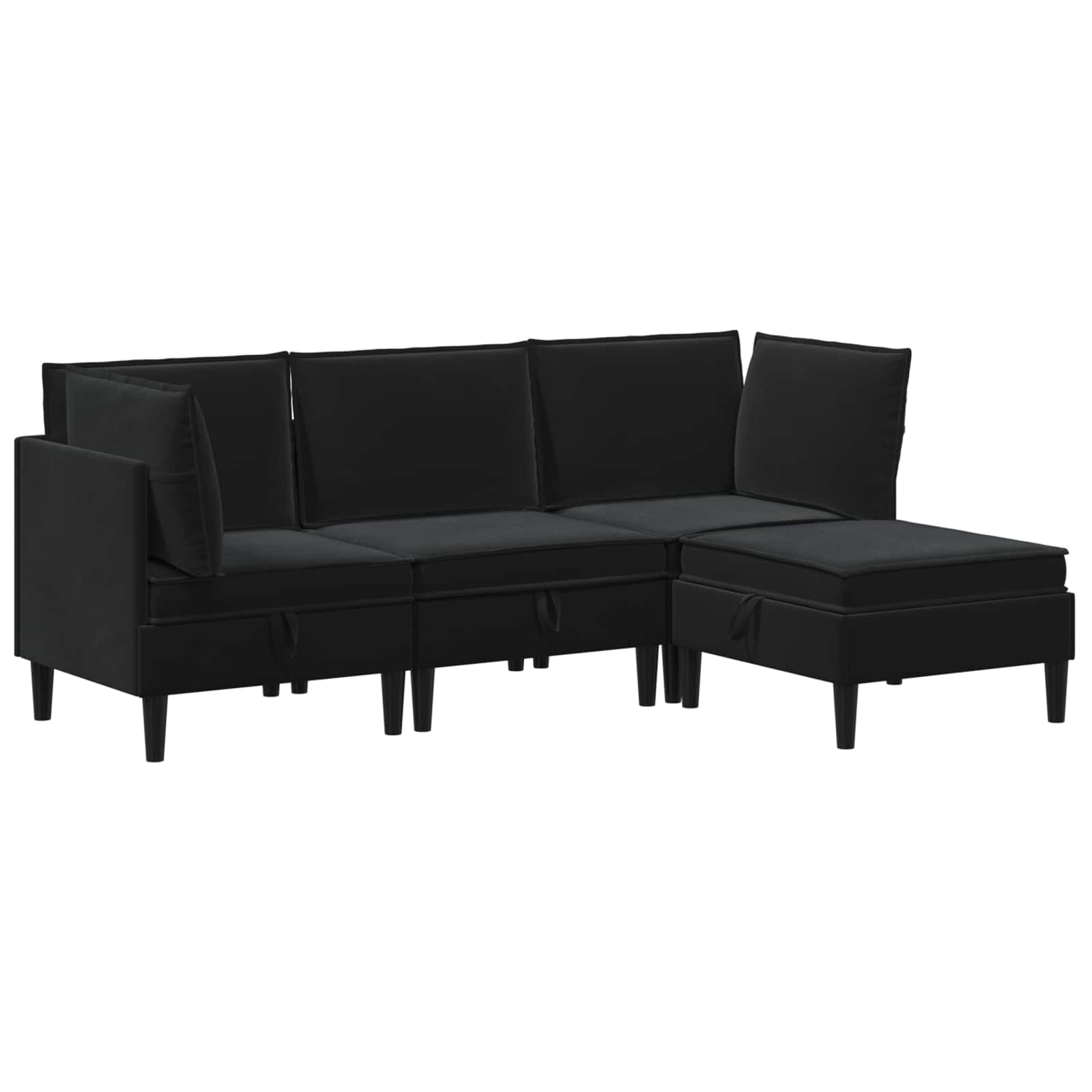 Σετ Επίπλων Σαλονιού με μαξιλάρι 4 pcs Μαύρο Βελούδο - Pakobazaar