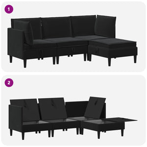 Σετ Επίπλων Σαλονιού με μαξιλάρι 4 pcs Μαύρο Βελούδο - Pakobazaar