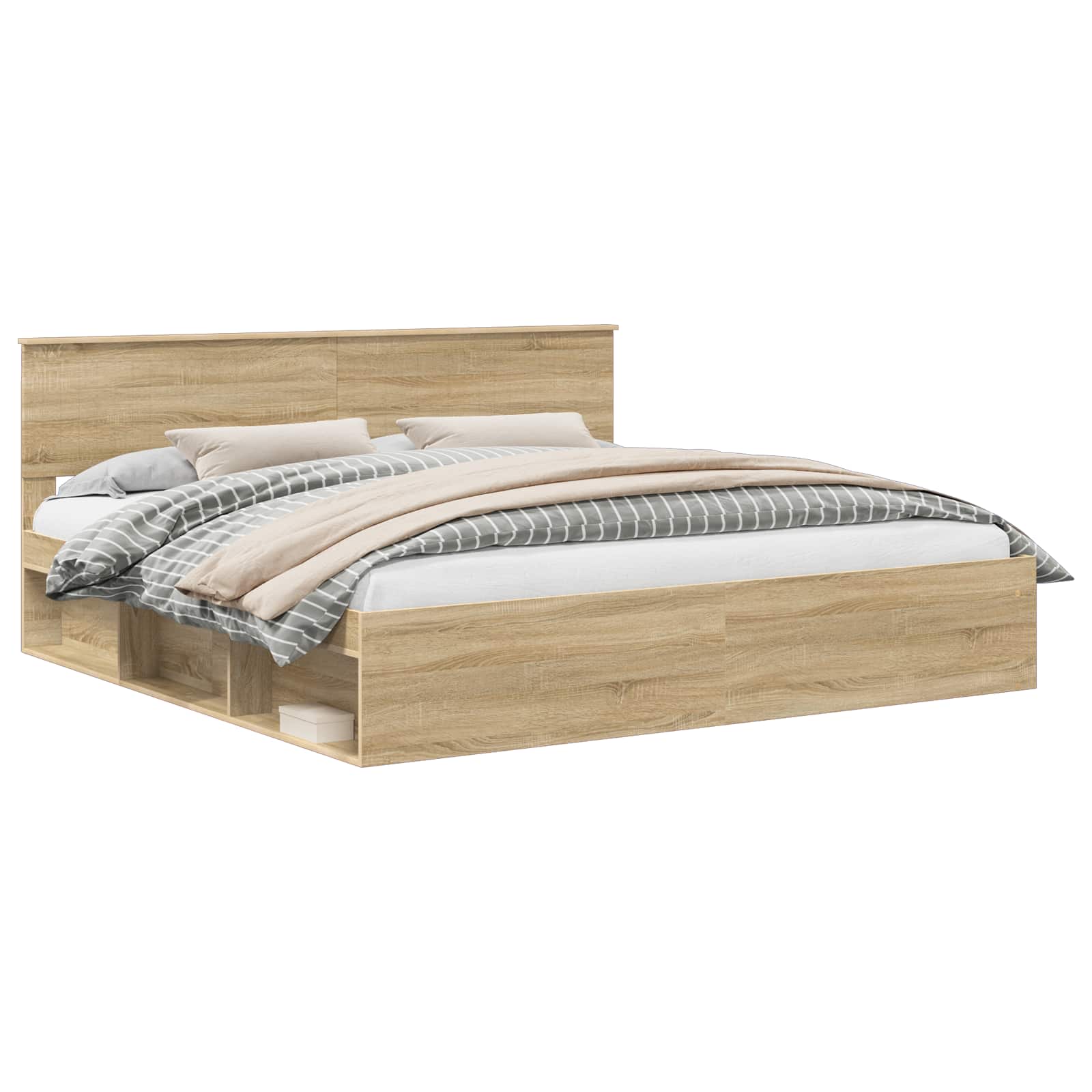 Σκελετός Κρεβατιού Σονόμα 200 x 200 cm Στερεά ξυλεία πεύκου