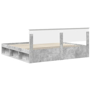 Σκελετός Κρεβατιού Σκυρόδεμα 200 x 200 cm Στερεά ξυλεία πεύκου