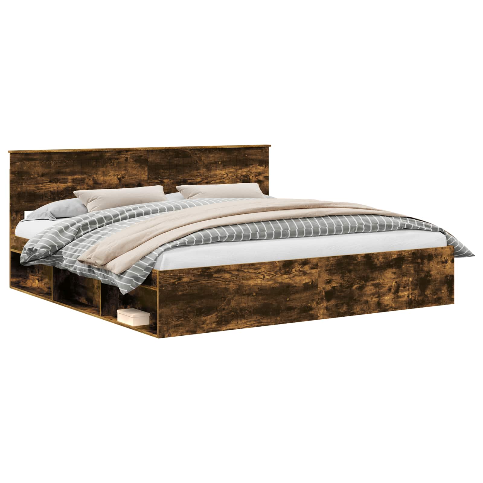 Σκελετός Κρεβατιού με κεφαλάρι Καπνιστό Δρύς 200 x 200 cm